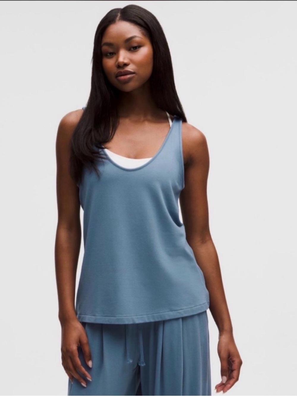 Lululemon BeCalm V-Neck Tank Steel Blue XS NWT Modal French Terry